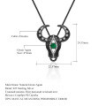 wholesale S925 silver designer-style Shan Hai Jing bull head pendant with dark retro design, inlaid with green agate necklace pendant-0-4