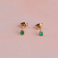 wholesale 10K Gold Vintage Elegant Minimalist Green Gemstone Moissanite Stud Earrings for Daily Wear Wholesale Jewelry-0-1