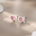 wholesale Sterling Silver S925 Heart-shaped Enamel Earrings With A Trendy And Minimalist Design, New Release-0-5