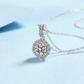 wholesale 925 Sterling Silver Moissanite Necklace for Women, Inlaid with Diamond Bubble Round Pendant, Light Luxury Fashion Collarbone Chain, Douyin Wholesale-0-1