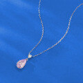 wholesale S925 silver style pink diamond pear-shaped heart necklace with elegant and luxurious high-end feel, versatile for cross-border live streaming-0-2