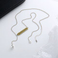 wholesale S925 Sterling Silver Yellow Resin Leaf Design Round Ball Tassel Necklace, Creative and Elegant Style Pendant-0-2