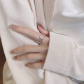 wholesale S925 Sterling Silver Korean Style Geometric Minimalist Open Ring with Hollow Circle Design-0-3