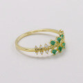 wholesale 18K Gold Geometric Green Gemstone Full-Cut Diamond Ring for Fashion Commuting, Simple Style-0-2