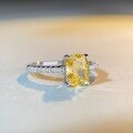 wholesale S925 Sterling Silver High Carbon Diamond Ring, Radiant Cut Yellow Diamond Ring for Women, Cross-Border Live Streaming Best-Seller, Dropshipping Available-0-1