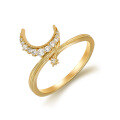 wholesale S925 Silver Star and Moon White Zircon Ring for Women, Small and Exquisite, Dunli Jewelry Wholesale Autumn Sweet Dream Series-0-3