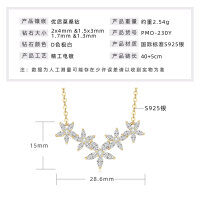 S925 Silver D Color Moissanite 9-Stone Row Cross Necklace-Floral Necklace [K Gold]  925 Silver