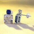 wholesale S925 Sterling Silver New Fashion OL Square Blue and White Zircon Earrings for Women, Cross-Border Best-Seller-0-2