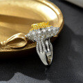 wholesale Metal material first: 3-carat teardrop ice flower cut light yellow 8*12 ring 5-9# internet celebrity same style-0-2