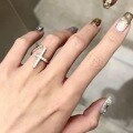 wholesale S925 sterling silver full diamond cross ring, edgy sweet and cool style, ins minimalist irregular streamline index finger ring for stacking-0-1