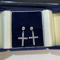 wholesale S925 Sterling Silver D Color VVS1 Moissanite Cross Earrings Wholesale, European and American Hip Hop Style Moissanite Earrings Wholesale-Silver-MS098 925 silver
