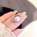 wholesale S925 Sterling Silver Ins Freshwater Pearl Ring for Women French Elegant Shell Pearl Temperament Adjustable Ring-0-0