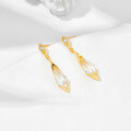 wholesale 9K Gold Metal Material, Yili Jewelry Source Wholesale Manufacturer of Jewelry, Japanese-style Small and Fresh Mori Series White Topaz and White Zircon Earrings-0-2