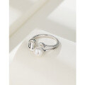 wholesale S925 Sterling Silver Baroque Freshwater Pearl Ring for Women, Small Batch Design with a High-End Feel, Personality-Enhancing Index Finger Ring-0-0