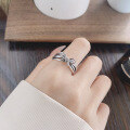 wholesale S925 sterling silver multi-layer bow-shaped ring with a fresh and sweet Korean-style design, worn on the index finger for women-0-3