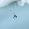 wholesale S925 Sterling Silver Blue Enamel Handmade Drip Glaze Mermaid Tail Creative and Cute Fish Tail Necklace Personalized Design-0-1
