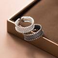 wholesale S925 silver lace-edged ring with geometric beads, irregular shape, live broadcast bestseller, openable ring R00547-0-2