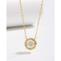 wholesale 925 Sterling Silver Moissanite Diamond Necklace for Women, Minimalist Luxury Small Sparkling Beating Heart Pendant Collarbone Chain, High-End Gift for Girlfriend-80 point (6mm) moissanite necklace yellow gold &gt; 925 silver