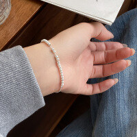 wholesale S925 Silver Nalan Fresh Sweet Ins Style Niche Design Sense Personality Flash Pearl Bead Anklet Bracelet S8000-S925 silver bracelet silver 925 silver