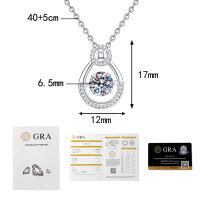 S925 Sterling Silver Moissanite Women's Pendant Necklace-1-carat moissanite  925 silver