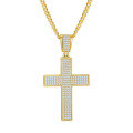 wholesale S925 silver hip-hop cross pendant necklace with full pave Moissanite, a trendy-0-2