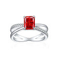 wholesale 925 Sterling Silver Flame Ice Flower Cut Square Diamond Ring for Women, High-End Sense of Luxury Gemstone High Carbon Diamond Women's Ring-0-6