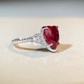 wholesale S925 Sterling Silver Pigeon Blood Red Heart Ring for Women, Cross-Border High-End Fine Jewelry Wholesale, High Carbon Diamond Ring-0-1