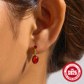 wholesale 925 Sterling Silver New Retro Ruby Earrings, Fashionable and Versatile with European French Minimalist Luxury-0-1