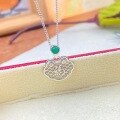 wholesale S925 Sterling Silver Maker's Auspicious Clouds and Fortune Character Ruyi Lock Necklace, Jade Oval Minimalist Retro Niche Design Collarbone Jewelry-0-1