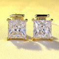 wholesale S925 Silver New 8*8mm Princess Cut High Carbon Diamond Stud Earrings Fashion Women's。-0-0