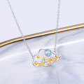 wholesale S925 Sterling Silver Cloud and Sea Pendant Topaz Opal Necklace for Women, Minimalist Ethereal Designer Jewelry-0-3
