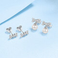 wholesale S925 Sterling Silver Ear Studs Freshwater Pearl Earrings with Moissanite Bow Tie Design for Women, Exquisite and Unique Wholesale-0-2