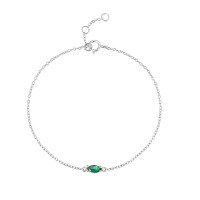 wholesale S925 Sterling Silver Four-prong Green Zircon Bracelet, Minimalist And Unique For Women-Platinum 925 silver
