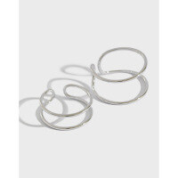 wholesale S925 Sterling Silver Double Ring Open Adjustable Minimalist Stacking Band for Women-JA265 (narrow) Adjustable opening