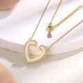 wholesale S925 Sterling Silver Women's Sand Gold Heart Pendant Necklace, Golden Heart Design, Hot-Selling Export Item, Big Brand Same Style Jewelry-0-3