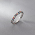 wholesale S925 Sterling Silver Ins Colored Zircon Ring for Women, Small and Exquisite, Luxurious, Versatile Zircon Ring R00993-0-2