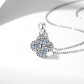 Sterling Silver Moissanite Four-Leaf Clover Pendant Necklace-0-1