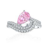 wholesale 925 Sterling Silver Cross-border Pure Silver 6*9 Radiant High Carbon Diamond Gemstone Aquamarine Ring Set-Fireworks G-42 Medium Pink US Size 9#