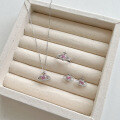 wholesale S925 Sterling Silver Korean and Japanese New Arrival Women's Jewelry Set with Pink Heart-Shaped Zircon and High-End Aesthetic Earrings, Necklace, and Ring-0-3