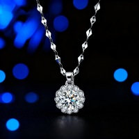 S925 Sterling Silver Moissanite Sunflower Necklace, Viral Factory Wholesale-[Moissanite] 1 carat sunflower pattern / with GRA certificate  925 silver [white gold]