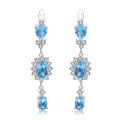 wholesale 925 Silver Light Luxury Designer Natural Topaz Earrings, High-End Sense Inlaid with Natural Gemstone Ear Drops-0-0