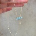 wholesale 18K Gold S925 Sterling Silver Heart-Pounding Icy Blue Aquamarine Necklace for Women, Light Luxury Niche Design Sky Blue Collarbone Chain-0-0