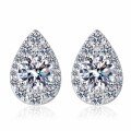 wholesale S925 sterling silver new one-carat moissanite teardrop earrings, fashionable and versatile, ready stock for wholesale-0-4