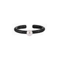 wholesale S925 sterling silver ring for women with niche original design, ins minimalist style, textured stripes, and inlaid pearls-0-7