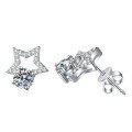 S925 Sterling Silver Moissanite D-Color 50-Point Star Earrings-0-3