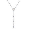 wholesale S925 Sterling Silver Women's Freshwater Pearl Pendant Moissanite Collarbone Chain Korean Style Luxury Line Tassel Necklace-0-4