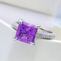 wholesale S925 metal Mu Jing new purple high-carbon diamond ring, fully set with 8*8 women's ring-0-1