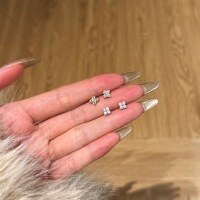 wholesale 925 Sterling Silver Earrings for Women, Fashionable, Small and Fresh, Lightweight and Exquisite, Cute Mini Floral Silver Needle Ear Care Earrings-Platinum DY1D0457-SW-WH 925 Silver