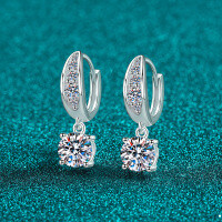 S925 Sterling Silver Moissanite Stud Earrings for Women-6.5mm zircon  925 silver