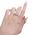 wholesale S925 Sterling Silver New Rectangular Row Diamond Ring for Women, Minimalist and Stylish Polished Stackable Ring in European and American Design-0-4